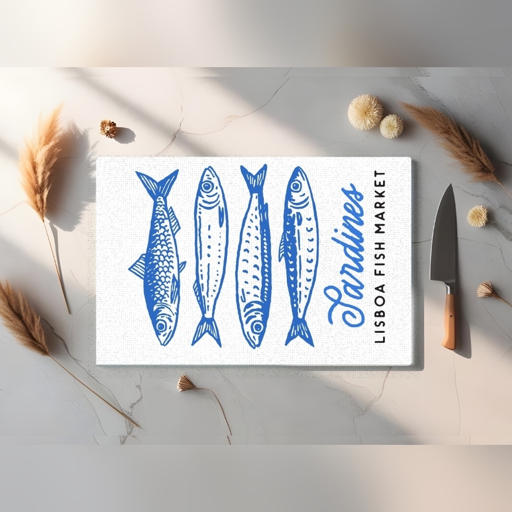 Blue Sardines Cutting Board